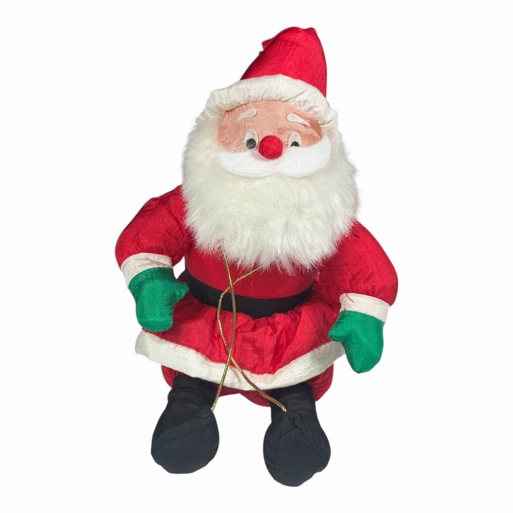 Vintage International Silver Co 1995 Nylon Puffy Santa Claus Plush  Gift Holder